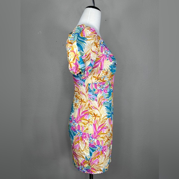 Nasty Gal Floral Knot Front Puff Sleeve Mini Dress size 8 - Picture 5 of 10